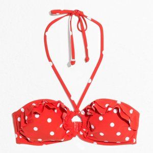 NWOT & Other Stories Red Dotted Ruffle Halter Bikini Top | Size 4
